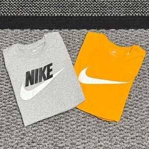 Nike T-Shirt Lot Men’s L Gray Logo Tee Gold Swoosh Tee Short Sleeve Classic NWT